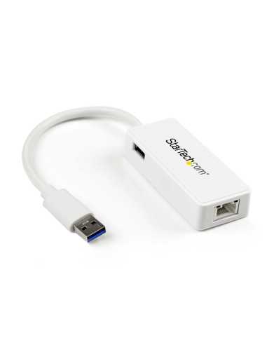 StarTech.com Adaptador Tarjeta de Red NIC Externa USB 3.0 de 1 Puerto Gigabit Ethernet RJ45 y Puerto USB - Blanco