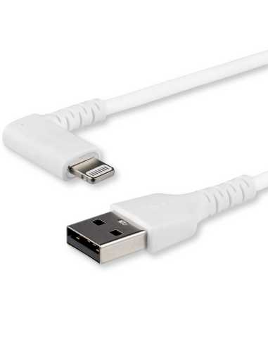 StarTech.com 1m strapazierfähiges weißes USB-A auf Lightning-Kabel - 90° rechtwinkliges USB Lightning Ladekabel mit Aramidfaser