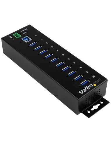 StarTech.com 10 Port USB 3.0 Hub - 5Gbps - Industrieller USB-A Hub aus Metall mit ESD- und Überspannungsschutz -