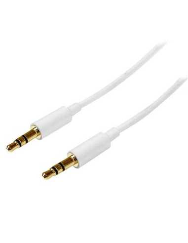 StarTech.com Cable 1m 1 metro Slim Delgado de Audio Estéreo Mini Jack Plug 3,5mm - Blanco - Macho a Macho