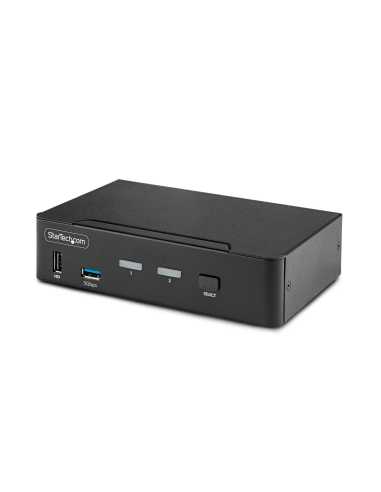 StarTech.com Switch Conmutador KVM DisplayPort de 2 Puertos - 8K60 4K144 - para Un Monitor - DP 1.4 - 2x USB 3.0 - 4x USB 2.0
