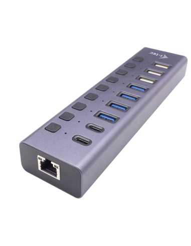 i-tec USB-A USB-C Charging HUB 9port with LAN + Power Adapter 60 W