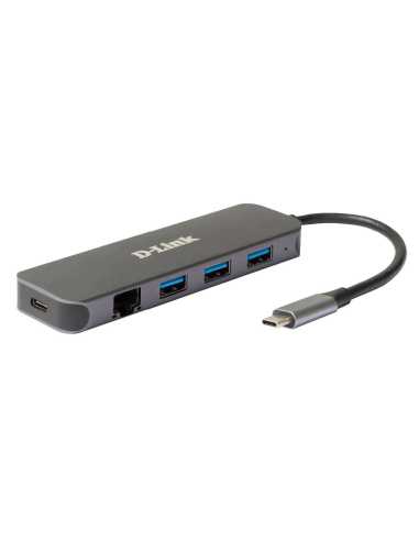 D-Link DUB-2334 laptop-dockingstation & portreplikator Kabelgebunden USB Typ-C Grau
