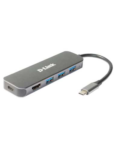 D-Link DUB-2333 laptop-dockingstation & portreplikator Kabelgebunden USB Typ-C Grau