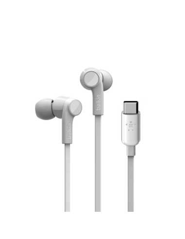 Belkin ROCKSTAR Kopfhörer Kabelgebunden im Ohr Anrufe Musik USB Typ-C Weiß