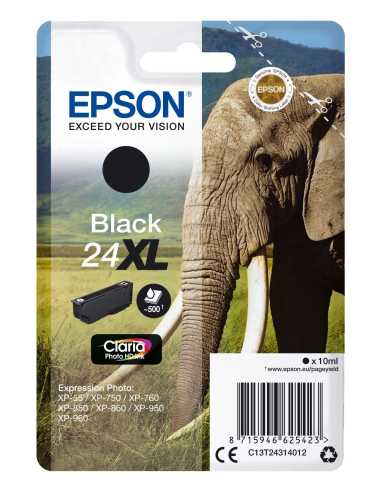 Epson Elephant Singlepack Black 24XL Claria Photo HD Ink