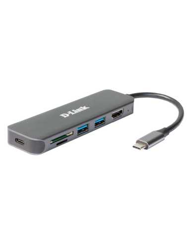 D-Link DUB-2327 laptop-dockingstation & portreplikator Kabelgebunden USB Typ-C Grau