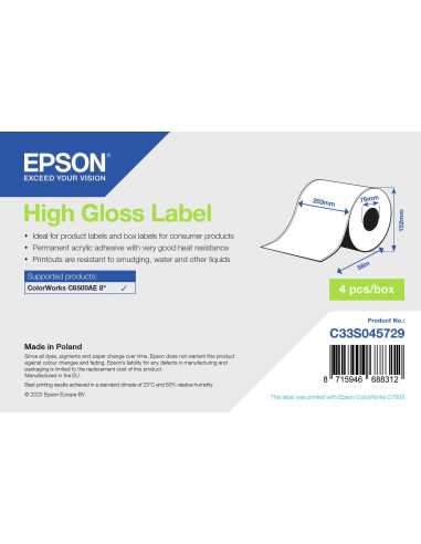 Epson High Gloss Label - Continuous Roll  203mm x 58m