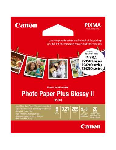 Canon PP-201 Glossy II Photo Paper Plus (8,9 x 8,9 cm 3,5 x 3,5”) – 20 Blatt