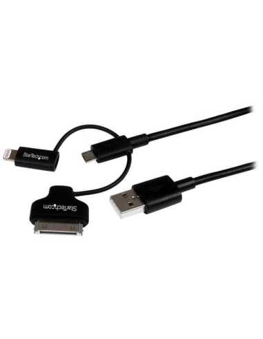 StarTech.com 1m 3-in-1-Ladekabel - Multi USB auf Lightning oder 30-poliges Dock oder Micro-USB für iPhone   iPad   iPod  