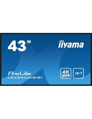 iiyama LE4341UHS-B1 Signage-Display Digital Signage Flachbildschirm 108 cm (42.5") LCD 350 cd m² 4K Ultra HD Schwarz 18 7