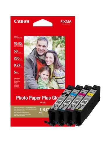 Canon CLI-581XL BK C M Y Tinte mit hoher Reichweite + Fotopapier Value Pack