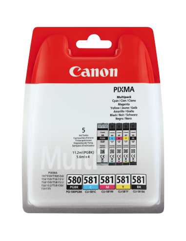 Canon PGI-580BK CLI-581 BK C M Y Pigment- und Farbstofftinte Multipack