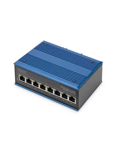 Digitus 8 Port Gigabit Ethernet Netzwerk PoE Switch, Industrial, Unmanaged