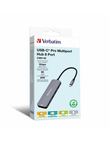 Verbatim CMH-08 USB Typ-C 5000 Mbit s Silber