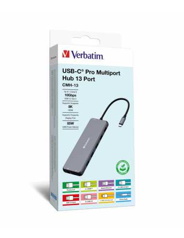 Verbatim CMH-13 USB Tipo C 10000 Mbit s Plata