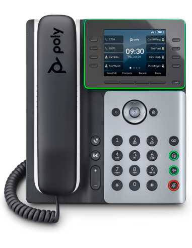 POLY Edge E320 IP Phone and PoE-enabled teléfono IP Negro 8 líneas IPS
