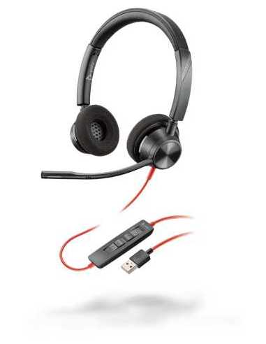 POLY Blackwire 3320 Kopfhörer Kabelgebunden Kopfband Büro Callcenter USB Typ-A Schwarz, Rot