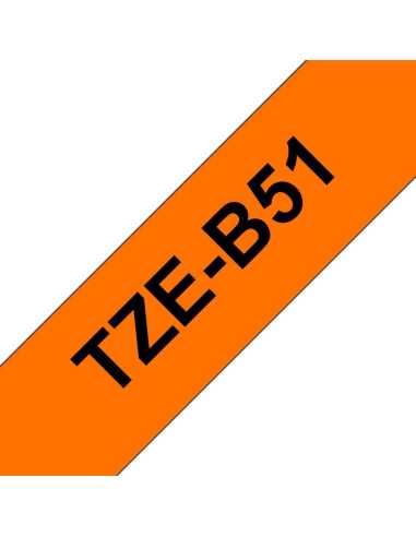 Brother TZE-B51 Etiketten erstellendes Band Schwarz auf leuchtend Orange