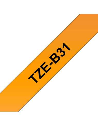 Brother TZE-B31 Etiketten erstellendes Band Schwarz auf leuchtend Orange