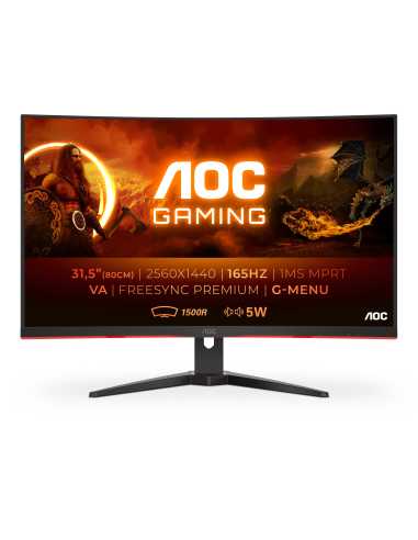 AOC G2 CQ32G2SE BK LED display 80 cm (31.5") 2560 x 1440 Pixel 2K Ultra HD Schwarz, Rot