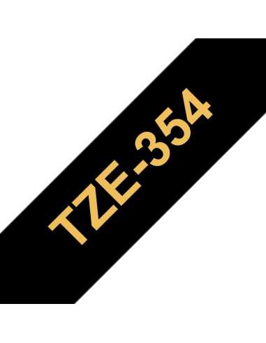 Brother TZE-354 Etiketten erstellendes Band Gold auf Schwarz