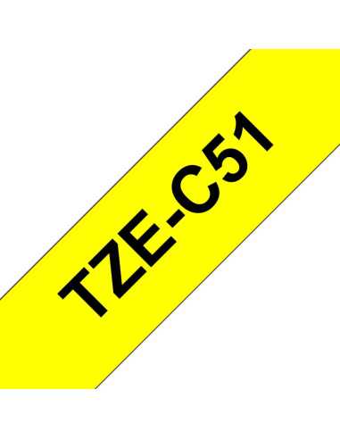 Brother TZE-C51 Etiketten erstellendes Band Schwarz auf fluoreszierendem Gelb