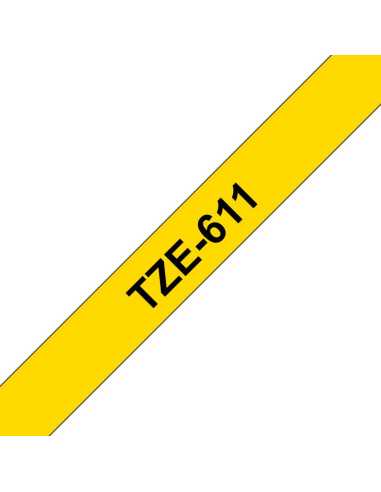 Brother TZE-611 cinta para impresora de etiquetas Negro sobre amarillo