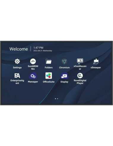 Viewsonic CDE4330 pantalla de señalización 109,2 cm (43") Wifi 450 cd   m² 4K Ultra HD Negro Pantalla táctil Procesador