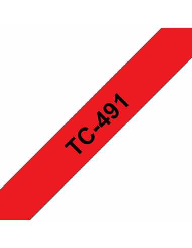 Brother TC-491 cinta para impresora de etiquetas Negro sobre rojo