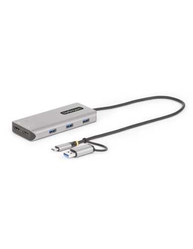 StarTech.com Adaptador Multipuertos USB-C - HDMI Doble (4K30Hz 1080p60Hz) - Hub Ladrón 3x USB-A - Mini Docking Station de