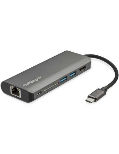 StarTech.com USB C Multiport Adapter mit 4K HDMI - USB-C Reisedock mit 4K HDMI, 3x USB 3.0 Hub, SD SDHC Kartenleser, GbE, 60W