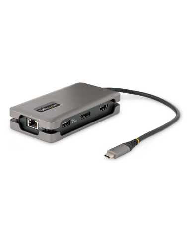 StarTech.com Adaptador Multipuertos USB-C - HDMI DP 4K a 60Hz - Hub Ladrón USB de 3 Puertos - Power Delivery de Paso de 100W -