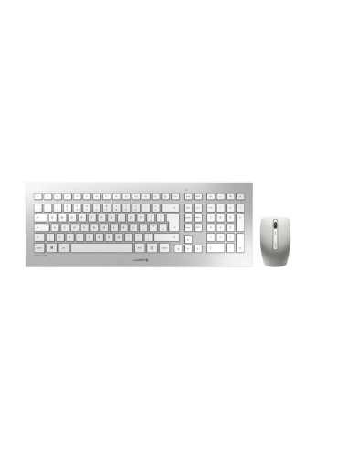 CHERRY DW 8000 Tastatur Maus enthalten Universal RF Wireless QWERTY Spanisch Silber, Weiß