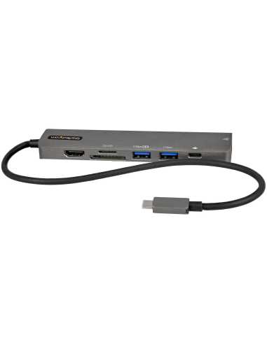 StarTech.com USB-C Multiport Adapter - USB-C auf 4K 60Hz HDMI 2.0, 100W Power Delivery Pass-through, SD MicroSD, 2 Port USB 3.0