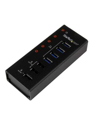 StarTech.com Hub Concentrador USB 3.0 (5Gbps) de 4 Puertos y 3 Puertos de Carga USB ( 2x 1A y 1x 2A) - Ladrón con Carcasa de