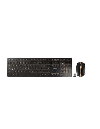 CHERRY DW 9100 SLIM Tastatur Maus enthalten Universal RF Wireless + Bluetooth QWERTY US Englisch Schwarz