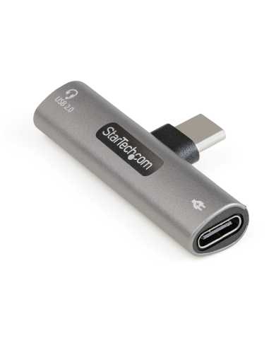 StarTech.com Adaptador de Audio y Carga USB-C - Adaptador de Audio USB Tipo C con USB-C para Auriculares con Micrófono y Pass