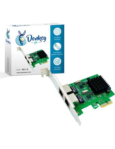 Donkey pc Tarjeta de Red 2 Puertos PCIe RJ45