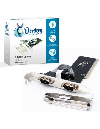 Donkey PC - 2 Ports PCI-Erweiterungskarte Seriell DB9 PCI Pins RS232 Computerkartenadapter