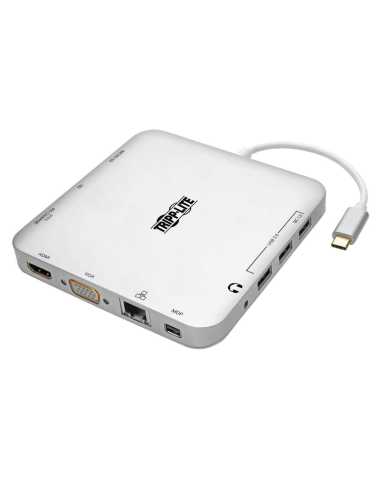 Tripp Lite U442-DOCK2-S USB-C-Dock, Dual-Display – 4K HDMI mDP, VGA, USB 3.2 Gen 1, USB-A C-Hub, GbE, 60 W PD-Aufladung
