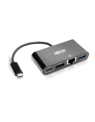 Tripp Lite U444-06N-HGUB-C USB-C-Multiport-Adapter - HDMI, USB 3.0-Anschluss, GbE, 60 W PD-Aufladung, HDCP, Schwarz