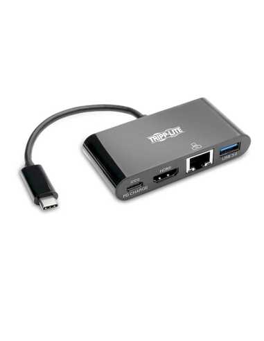 Tripp Lite U444-06N-H4GUBC USB-C-Multiport-Adapter – 4K-HDMI, USB-A-Anschluss, GbE, 60 W PD-Aufladung, HDCP, schwarz