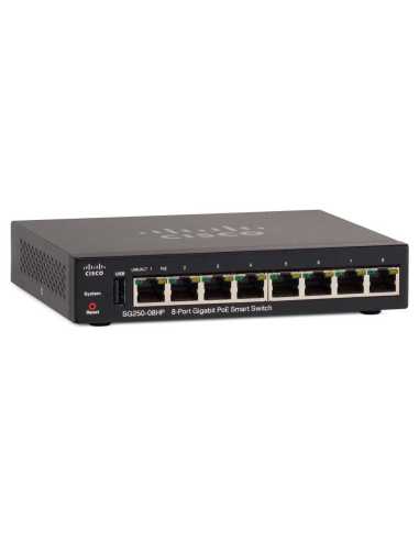 Cisco SG250-08HP Managed L2 L3 Gigabit Ethernet (10 100 1000) Power over Ethernet (PoE) Schwarz