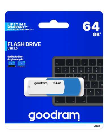 Goodram UCO2 USB-Stick 64 GB USB Typ-A 2.0 Blau, Weiß