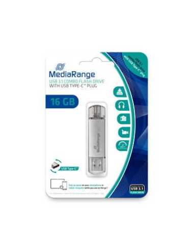 MediaRange MR935 unidad flash USB 16 GB USB Type-A   USB Type-C 3.2 Gen 1 (3.1 Gen 1) Plata