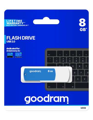 Goodram UCO2 USB-Stick 8 GB USB Typ-A 2.0 Blau, Weiß