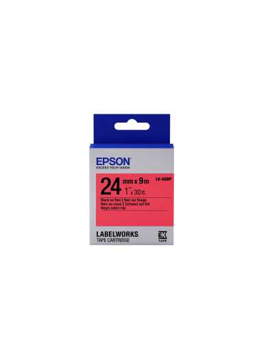 Epson Etikettenkassette LK-6RBP - Pastell - schwarz auf rot - 24mmx9m