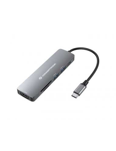 Conceptronic DONN11G 6-in-1 USB 3.2 Gen 1 Dockingstation, HDMI, 100W USB PD, USB 3.0, USB 2.0, SD, TF MicroSD