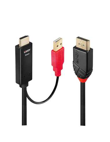 Lindy 41425 adaptador de cable de vídeo 1 m DisplayPort HDMI + USB Negro